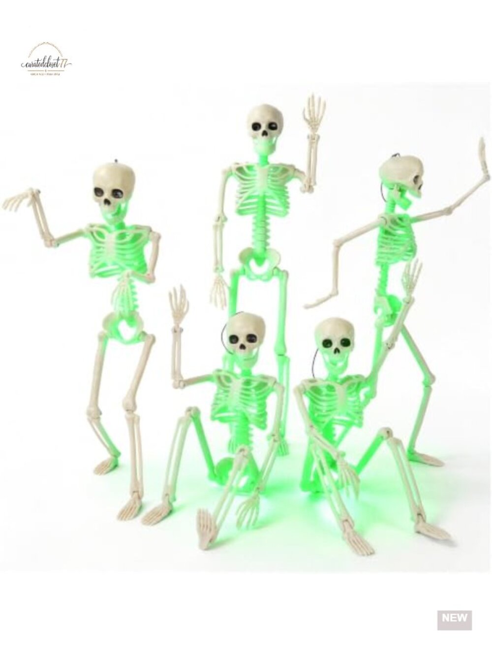 Light Up Skeleton Halloween Decorations 5 Pack Posable Full Body